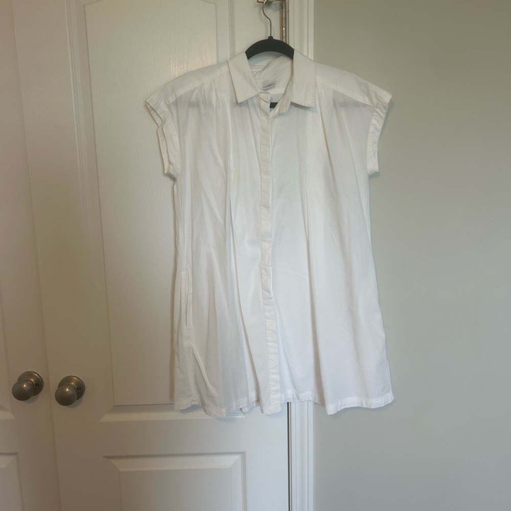 White Sleeveless Button-Up Dress
